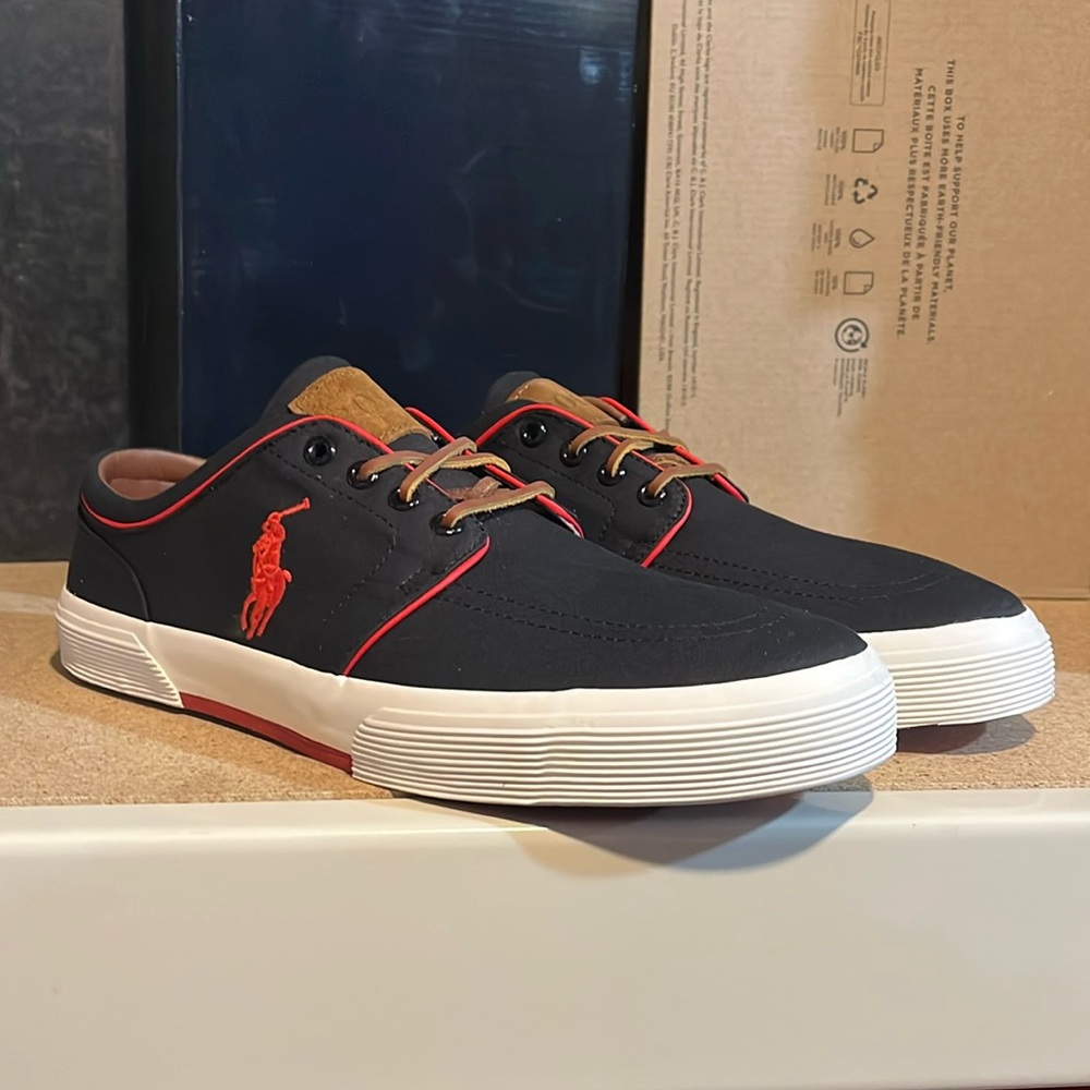 Polo Ralph Lauren Faxon Low Boat Deck Shoes Sneakers new black Mens Size 11.5